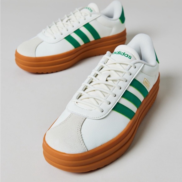 adidas Shoes - adidas White and Green Sneakers with Brown Sole